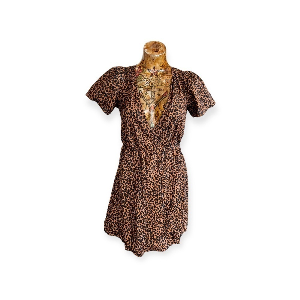 Madewell wrap dress animal cheetah pattern XXS short sleeve